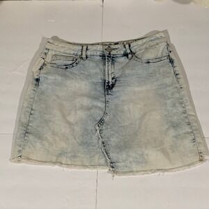 Indigo‎ Rein asymmetrical raw hem blue jean mini skirt